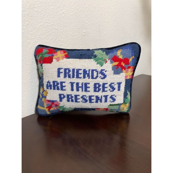 Wool Velvet Needlepoint Mini Pillow Friends are the Best Presents - Friendship - Picture 2 of 3